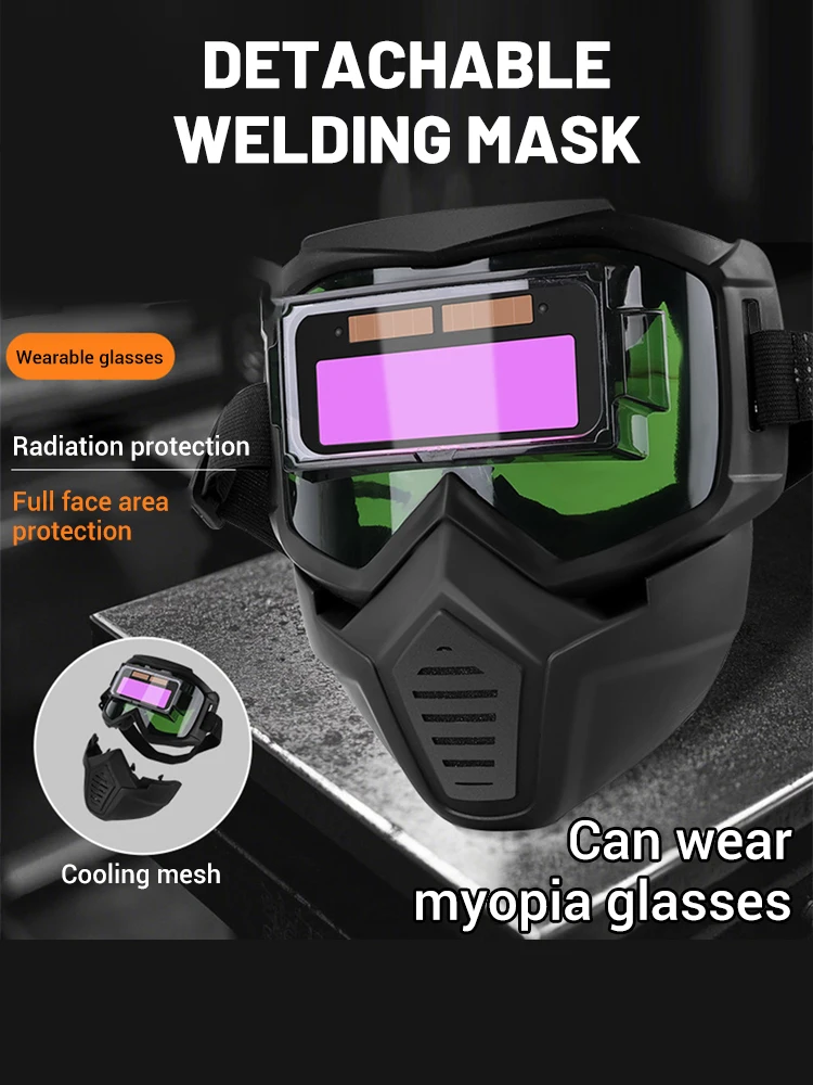 

Auto Darkening Welding Glasses Adjustable Band Detachable Welder Mask Impact Resistant Split Type Face Protector