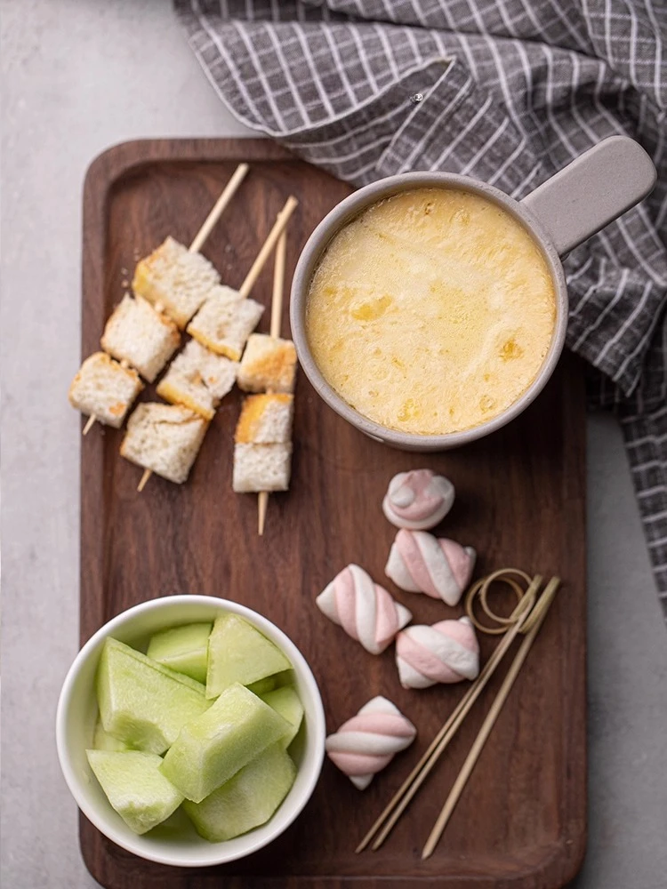 

00ml Ceramic Fondue Pot Cheese Chocolate Melting Hotpot Porcelain Warmer Butter Melter Cup DIY Dessert Set Kitchen Fondue