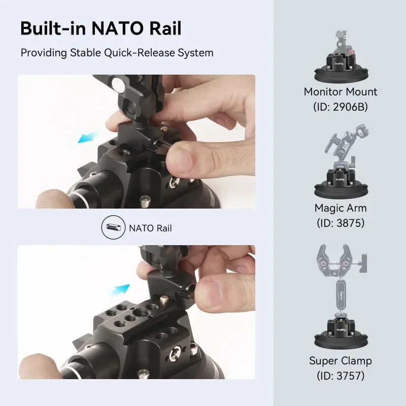 SmallRig 4122 4/6″ Suction Cup Camera Mount for Cameras Holder on Car Window Windshield for Sony DLSR Vehicle Shooting Vlogging
