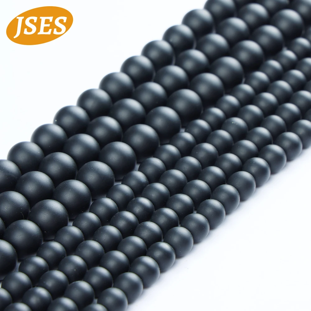 AA Natural Matte Black Agate 4-10mm Strand Beads for Jewelry Making Bracelets Necklace Wholesale DIY Beads Accessories