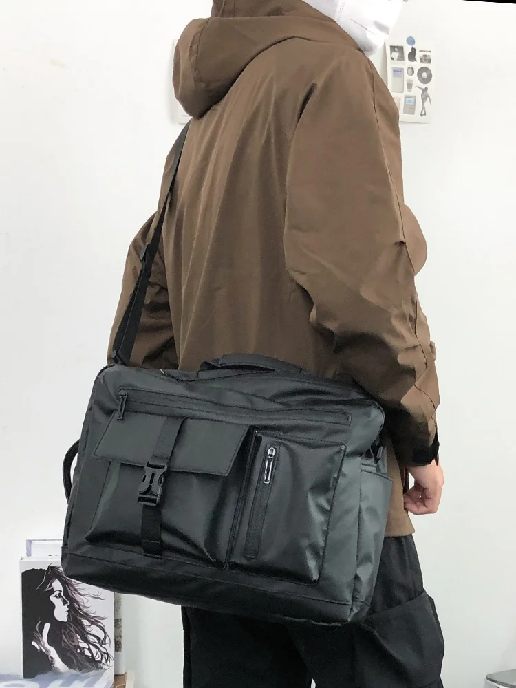Large Capacity Sports Men's Crossbody Bag Multi-Functional Color Block Handbag Laptop Bag for College Students Shoulder Bag