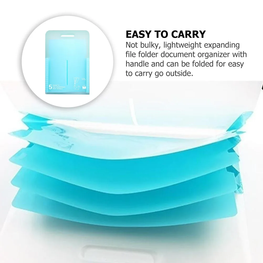 

PP Material A4 File Folder able Document ganizer 5 Pockets for Paper Bills Vouchers Cards Coupons Lightweight