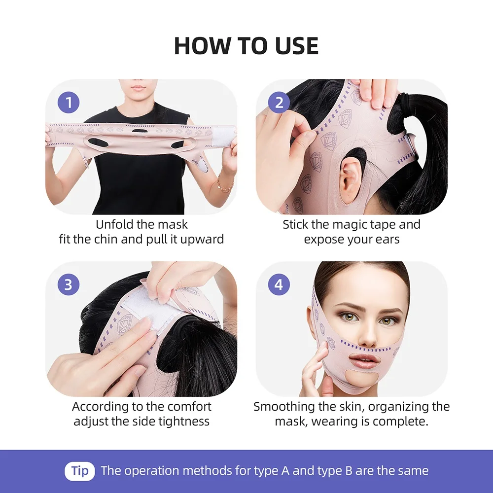 Bandage amincissant réutilisable pour le visage, ligne en V, façonnant le menton et les joues, ceinture de Massage du visage, soins de la peau, outils de beauté