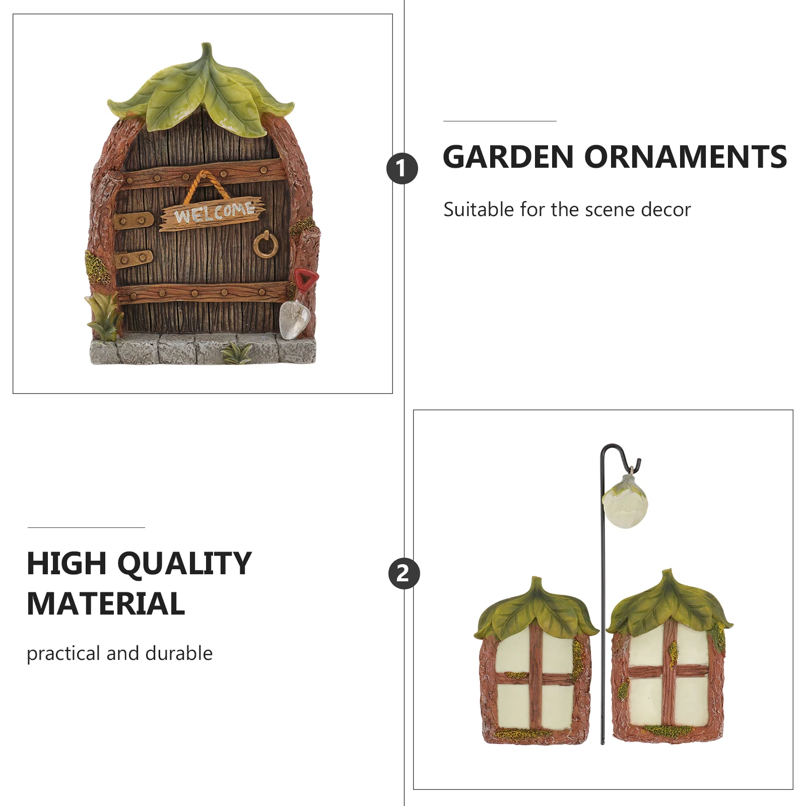 

1Set Miniature Luminous Window Door Resin Decor Premium Crafted Glow Pendant for Home Garden Scene Setup Eye Catching Night