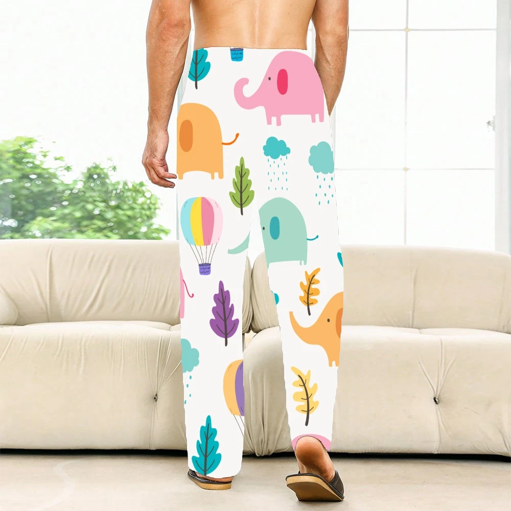 Pantalones de pijama con patrón de elefante para hombre y mujer, ropa de dormir supersuave, con bolsillos y cordón, Unisex