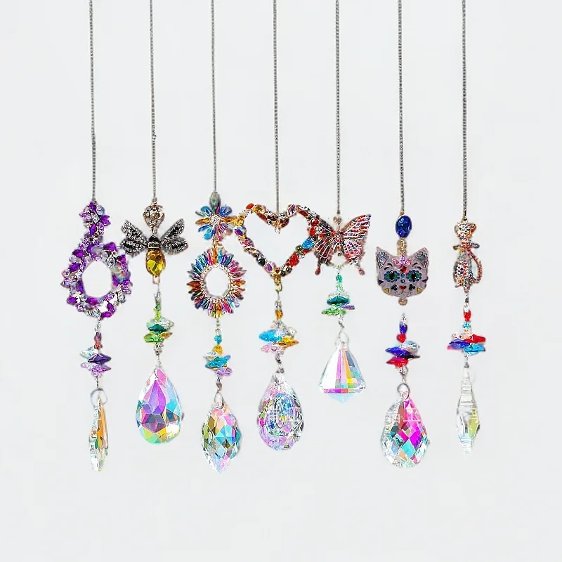 1PC Rainbow Suncatcher Colorful Diamond Love Star Butterfly Sun Catcher Gift Multicolored Crystal Pendant Garden Decoration