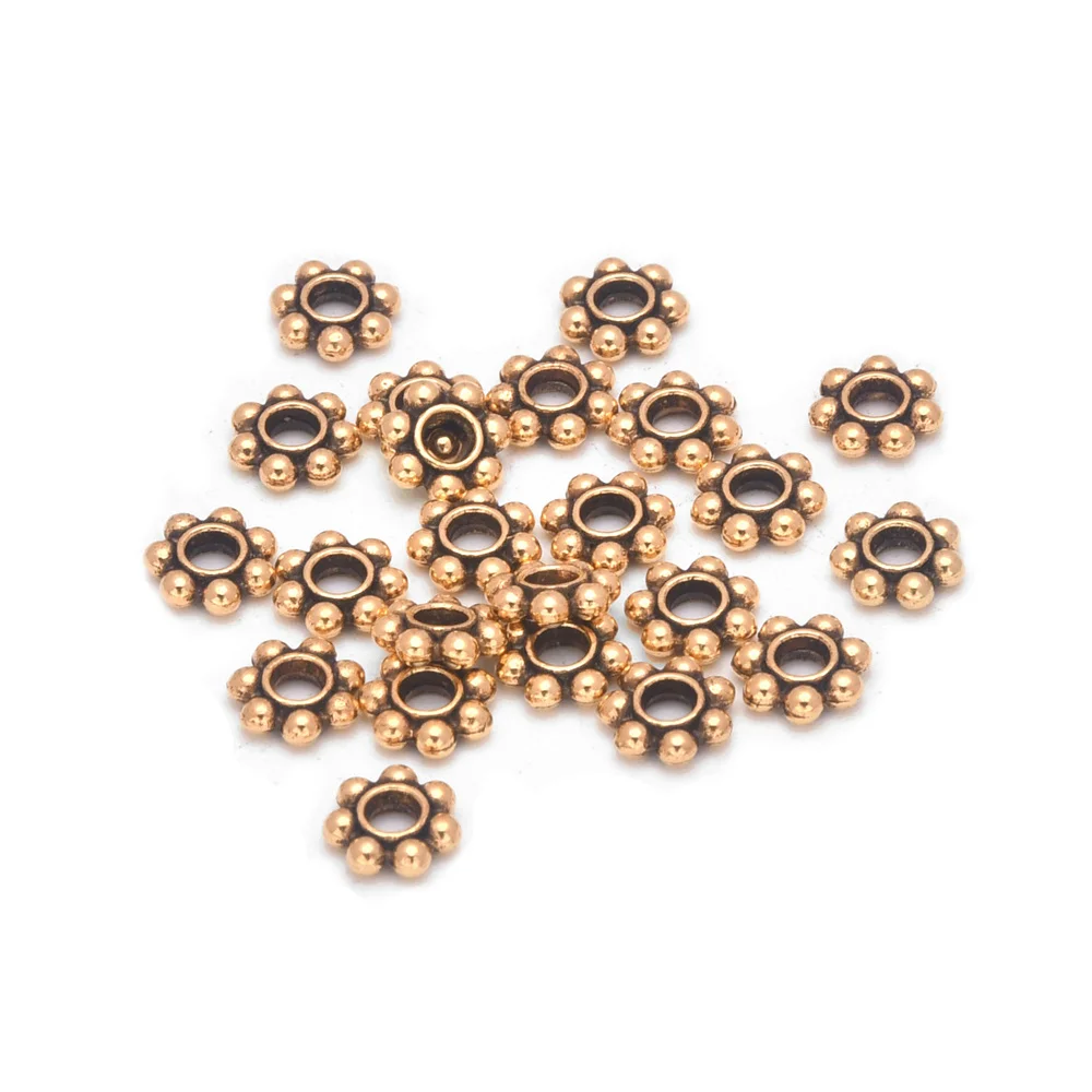 300 Stück 4/6mm Legierungs-Blumen-Abstandsperlen Gänseblümchen Metall-Schmuck-Abstandshalter für Armband- und Halsketten-Schmuckherstellung – Detail 9