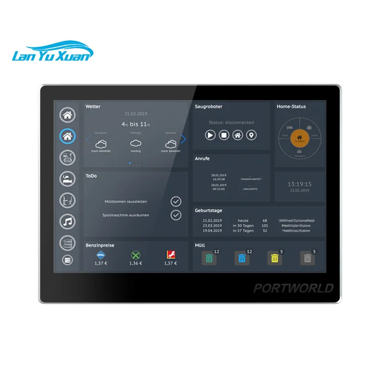 2023 Portworld New ODM/OEM 10.1 Inch 500 Nits Android 11 RK3566 2GB+32GB Touch Screen Smart Home Control Device