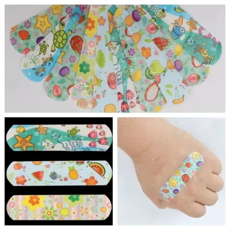 Cartoon Band Aid Transparent Waterproof Hemostatic Patch Medical Invisible Band Adhesive Wholesale Children's Wound 100 Tablets