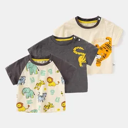 2024 New Summer Kids Cartoon T-shirt 9M-4T Boys Baby Printed Animal Tops Children Boys Cute Tees Clothes