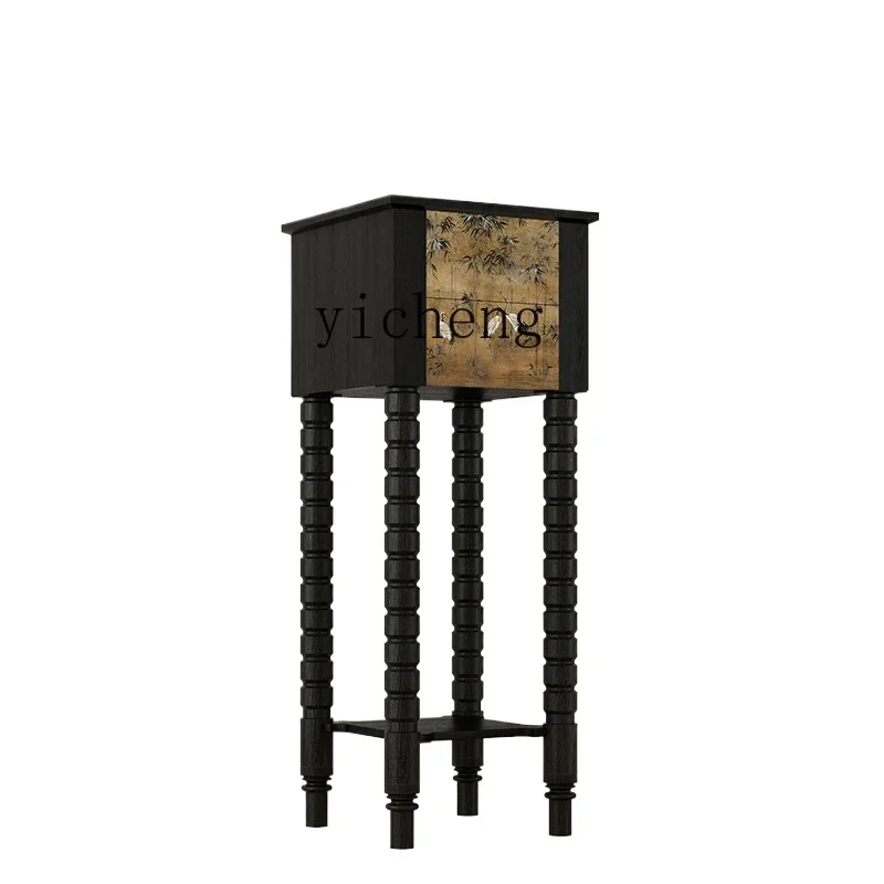 TQH Chinese wind crane living room floor-to-ceiling flower stand display stand balcony rack movable flower pot bracket