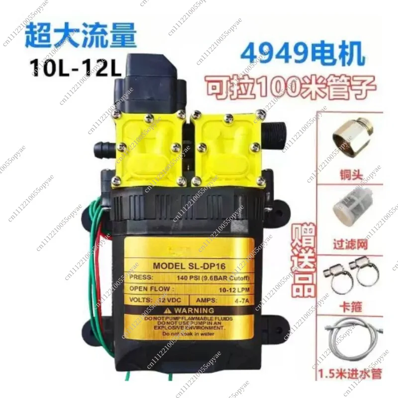 12v Double Head Diaphragm Water Pump Electric Water Sprayer Pump High Pressure Sprayer Car Wash Spraying Water Pump