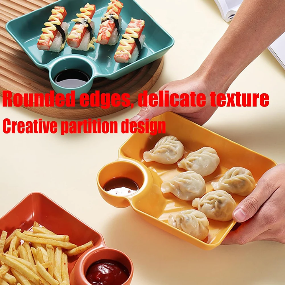 4pcs Sauce Separation Plate,Japanese Sushi Dumpling Serving Tray,Stackable Snack Plates Set,Versatile Dipping Serving Trays