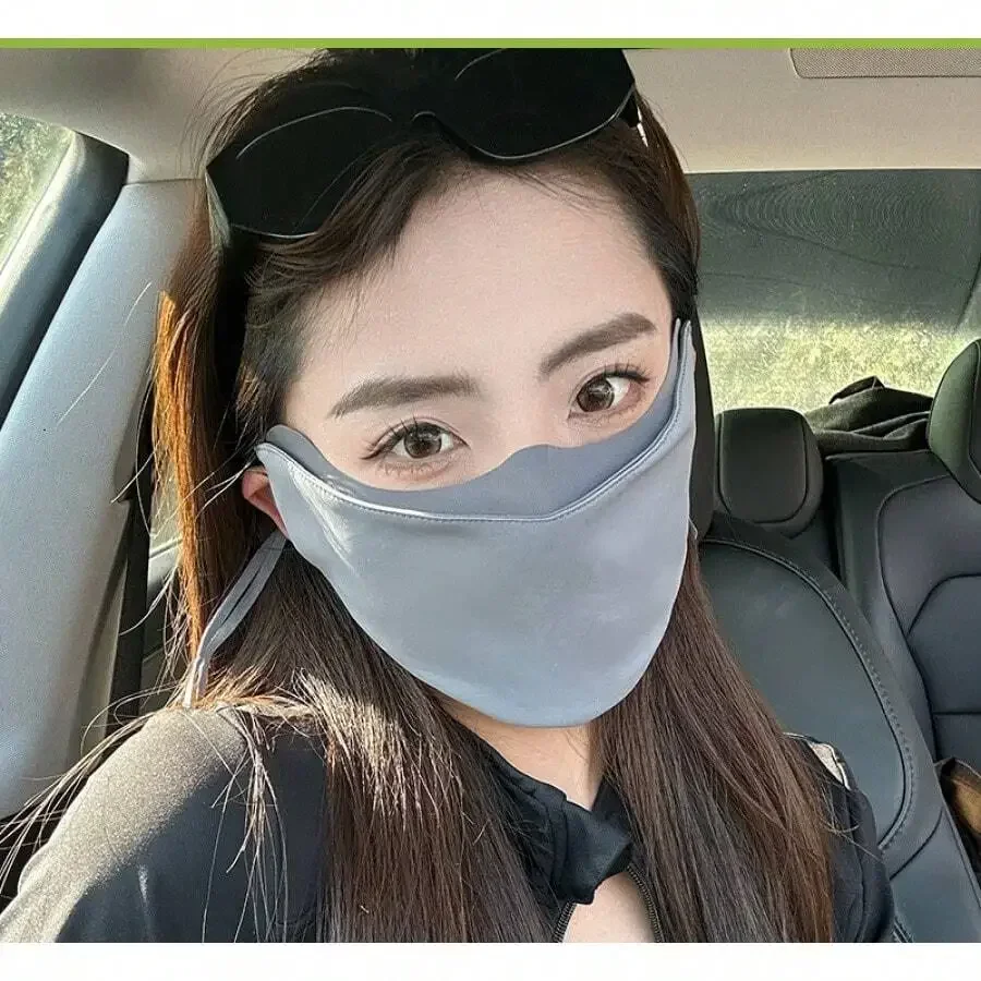 

2pcs Ice Silk Sunscreen Face Mask For Women UV Protection Fashion Eye Cover