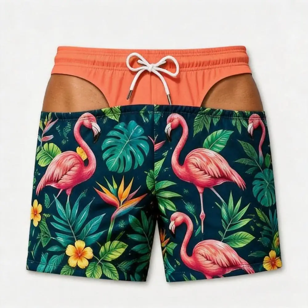 Lustige Badehose mit Po-Print für Männer, Hawaiianischer Urlaubsstil, schnelltrocknende Strandshorts, Sommerliche Boardshorts mit Persönlichkeit für Männer – Detail 6