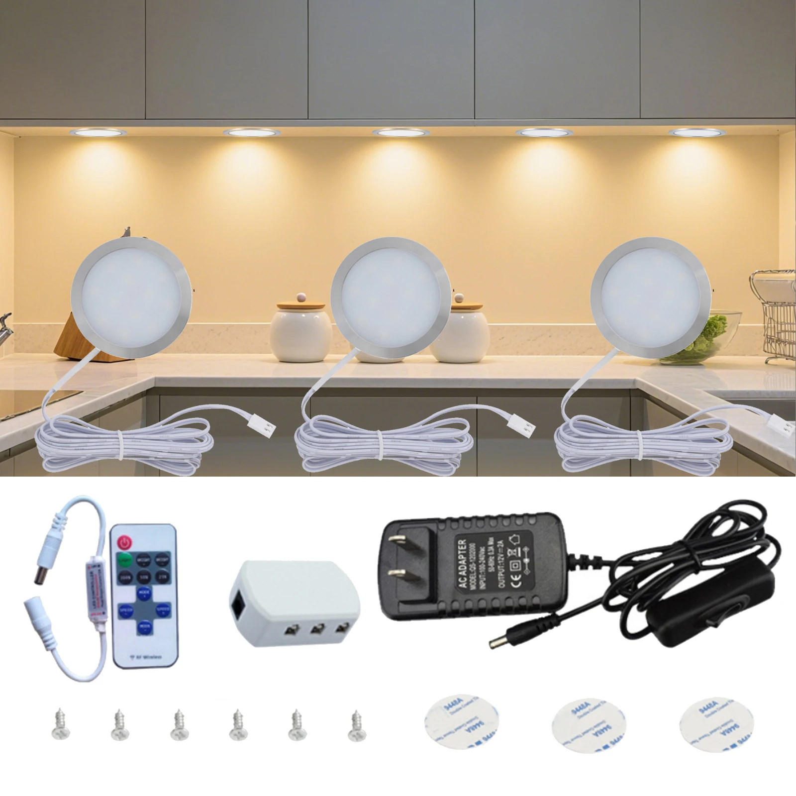 LED Kitchen Lamp Under Cabinet Night Lights Display Case Closet Lamp Remote Control for Home Showcase Wardrobe Cupboard Decor