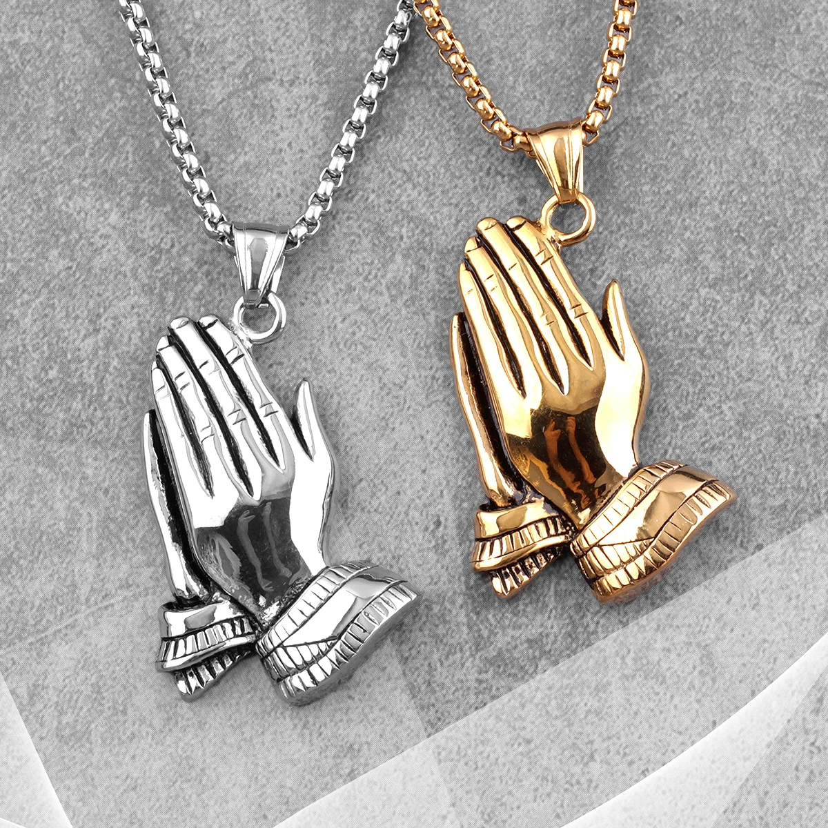 

Prayer Amulet Stainless Steel Men Necklaces Pendants Chain Punk Cool Trendy for Boyfriend Male Jewelry Creativity Gift Wholesale