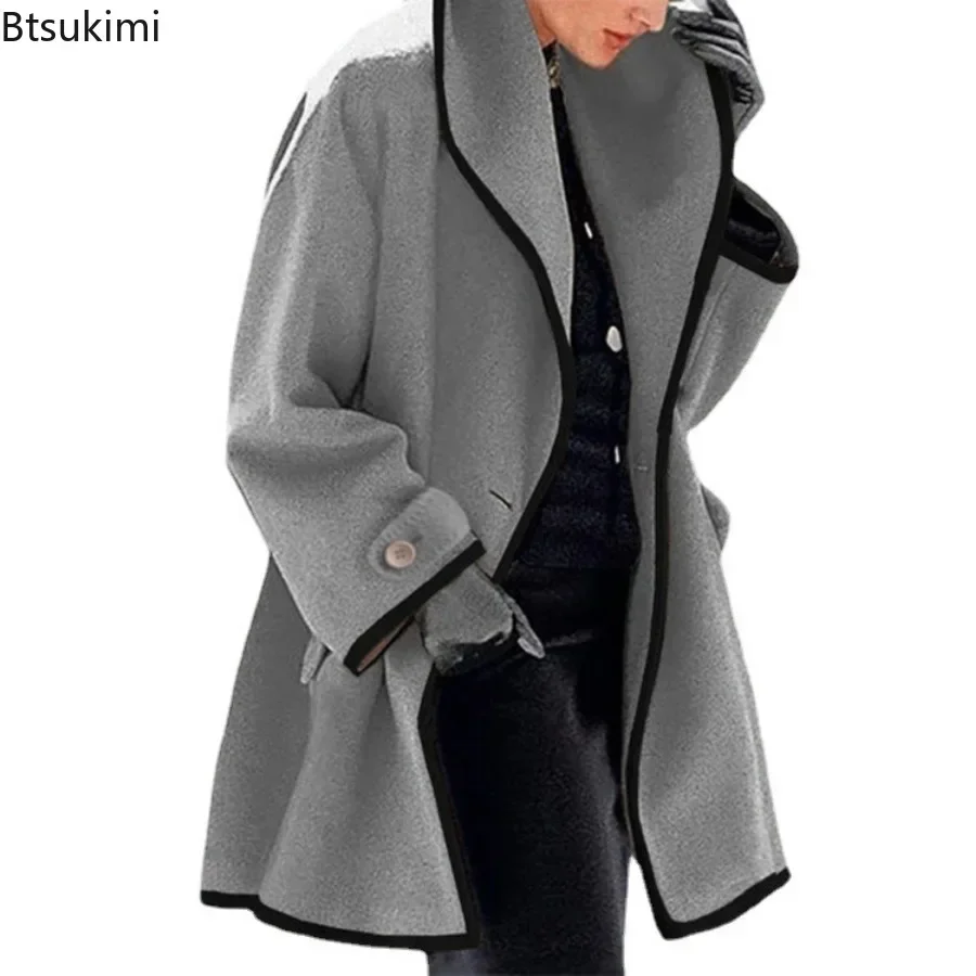 2024 Women\'s Down Jacket Autumn Winter Women Wool Coat Trench Jacket Ladies Warm Slim Long Overcoat Fashion Loose Jacket S-5XL