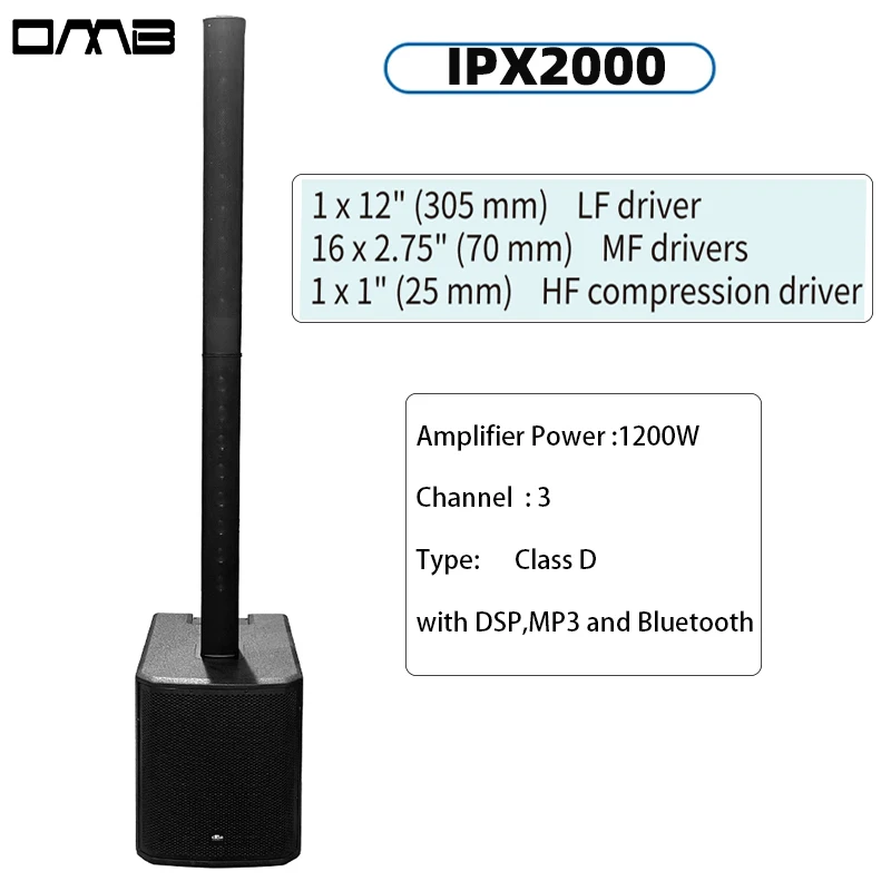 

IPX2000 1200W Line Array Professional Audio Powered Column Speakers Active Subwoofer Built-in Class D Power Dsp Amplifier