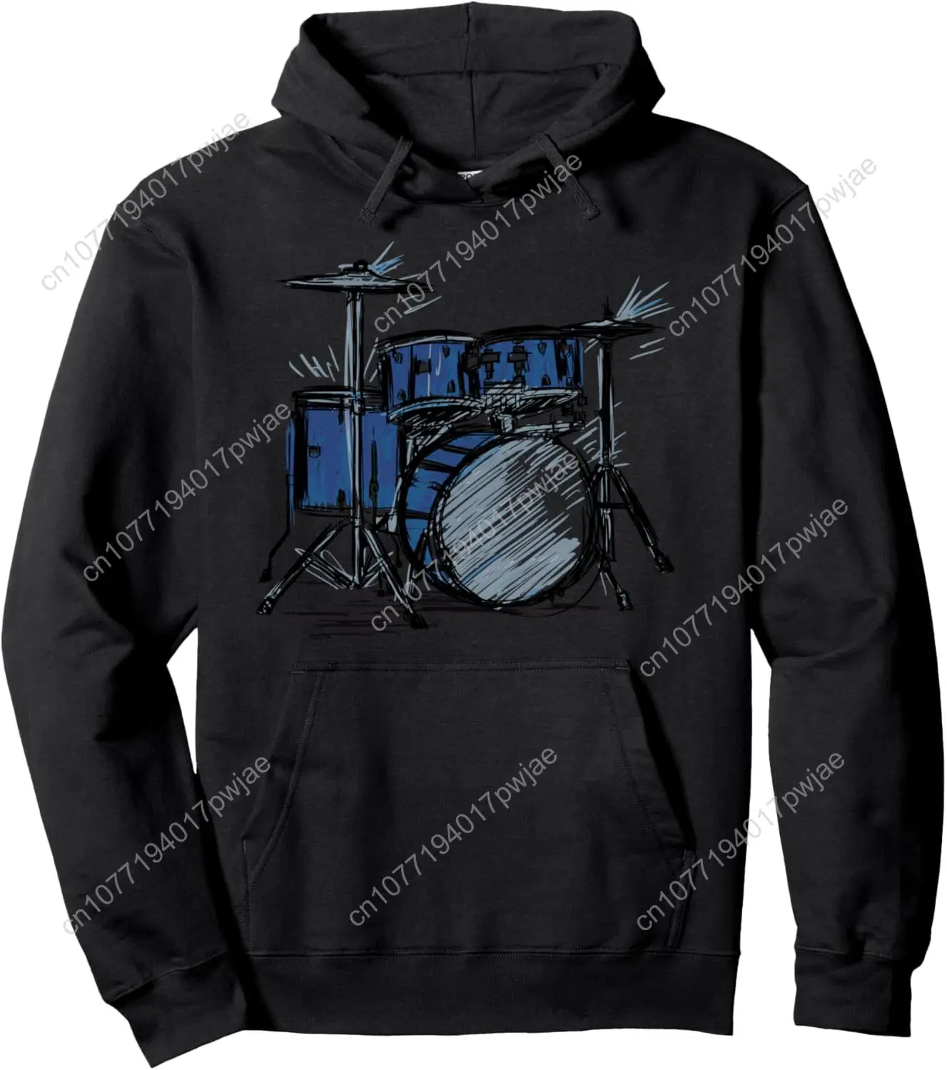 

Cool drummer music design featuring a sketch of a drum kit Pullover Hoodie