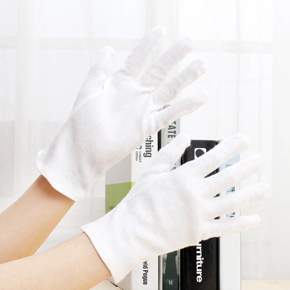 

12Pairs Soft Cotton Gloves One Size Fits Most Protective Work Gloves for Fingerprint-Free Handling Slides Pictures