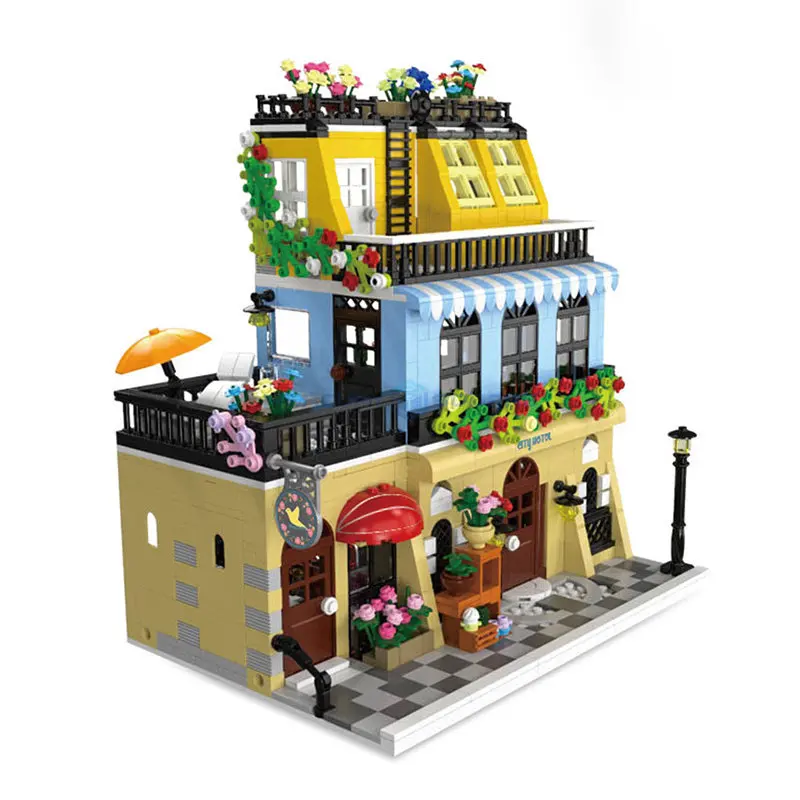 City Street View Series Hotel Modular Building Blocks 20115 Model Bricks Urban Creative Toy Full of Spring Scene Set Gift