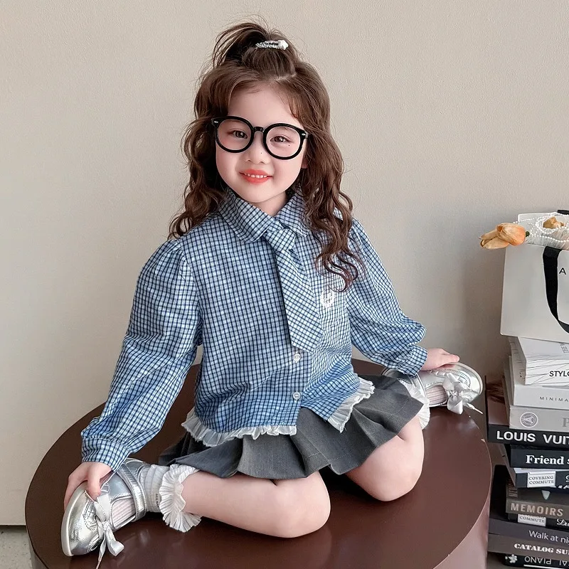 Girls' Spring Clothing Korean Shirt 2026 New Children's College Style Casual Jacket Top, Baby Super Beautiful Clothes