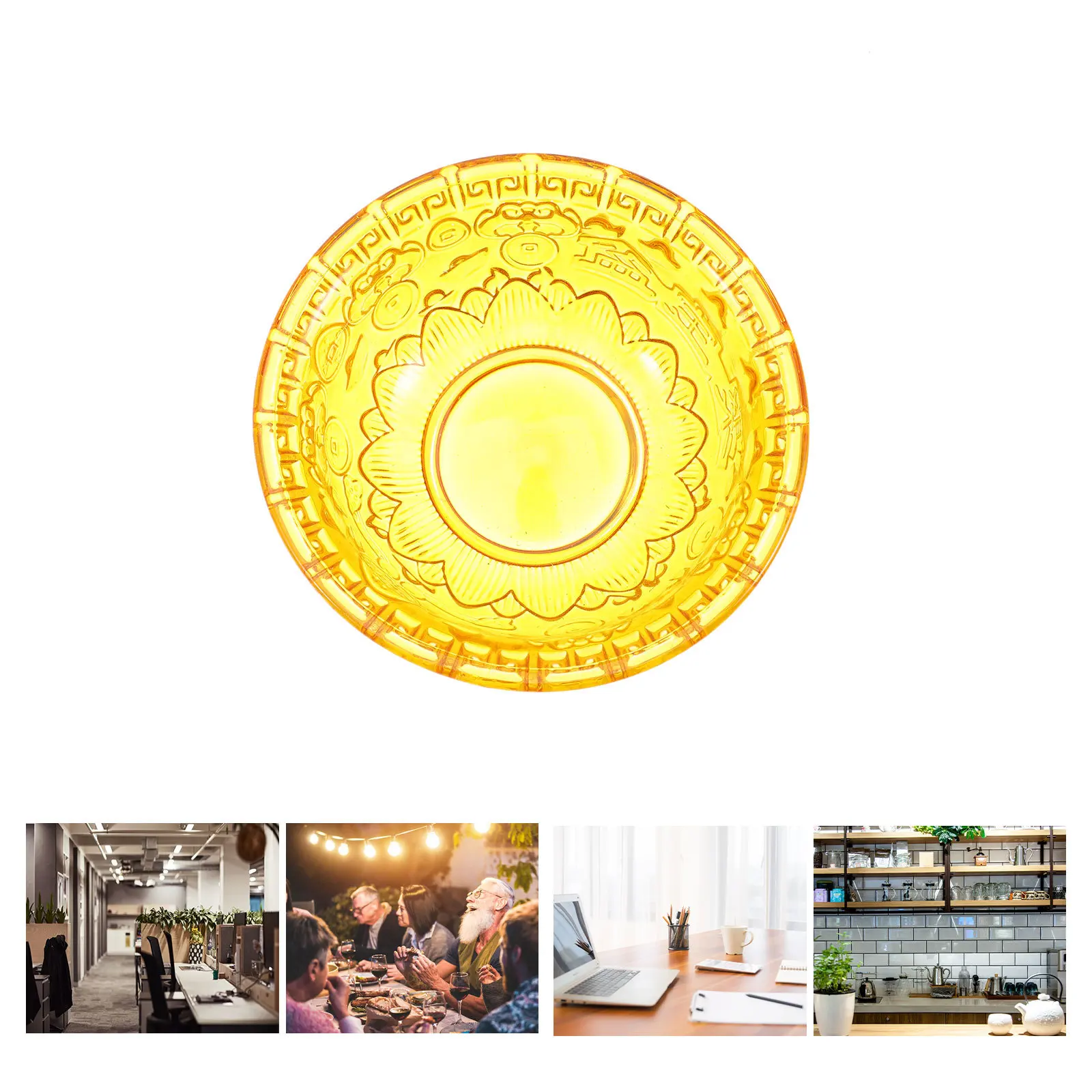 

Yellow Crystal Handmade Chinese Treasure Basin Decor Fine Craftsmanship Home Office Table Centerpiece