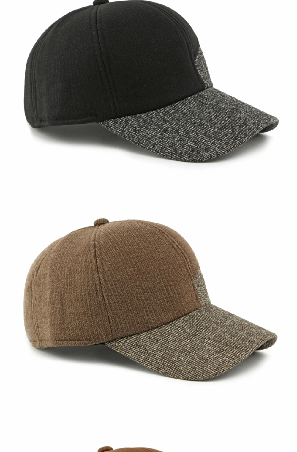 HT5011 Winter-Baseballmütze, dicke, warme, mit Fleece gefütterte Mütze für Männer und Frauen, Woll-Baseballmützen mit Ohrenklappen, verstellbare Vater- und Papa-Mütze – Detail 9
