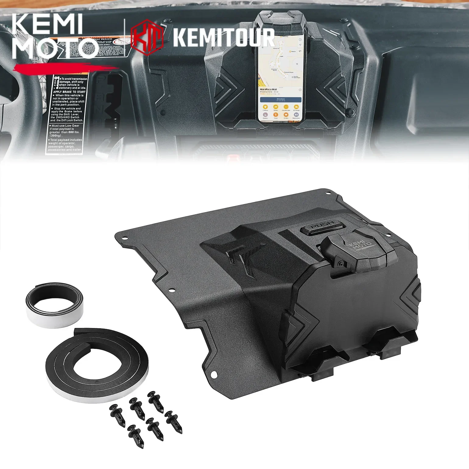 

KEMIMOTO for CFMOTO UTV Electronic Device Tablet Holder w/ Storage Box for CF MOTO Uforce 1000/1000 XL 2019-2023 GPS Dash Mount