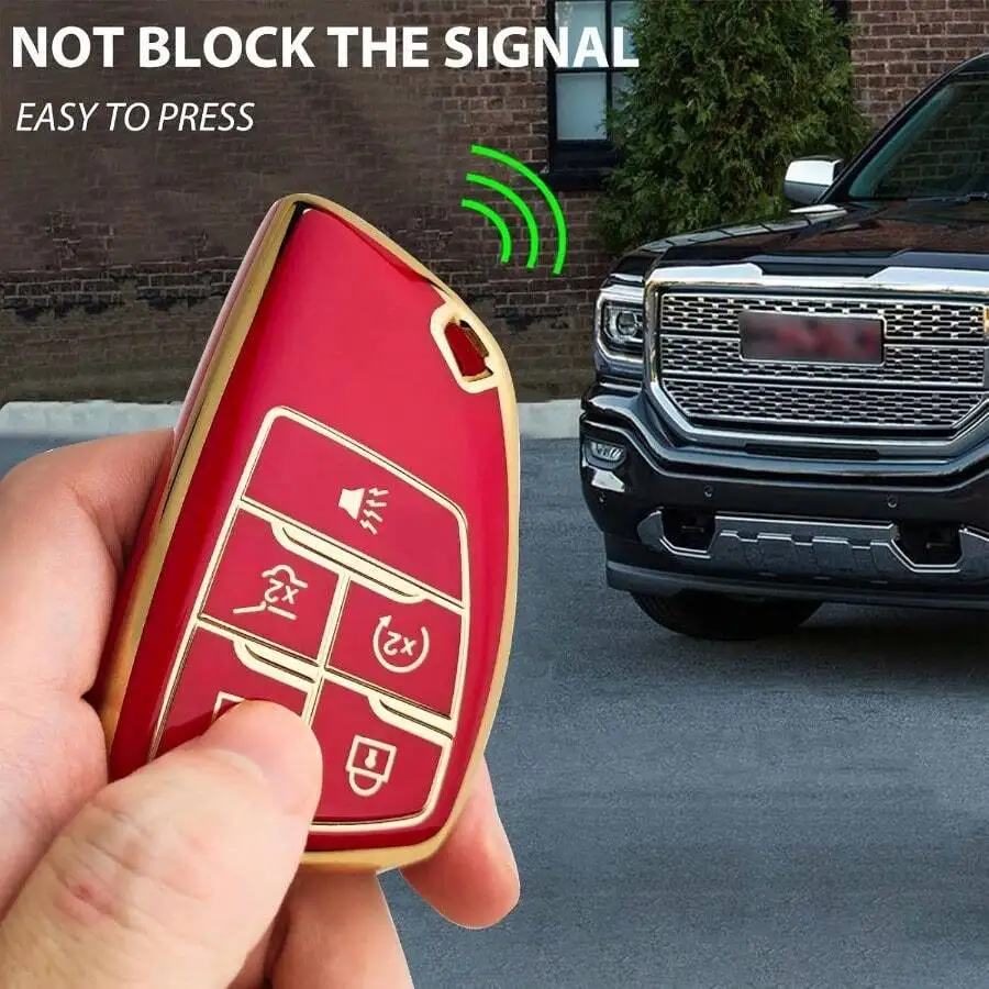 DOLLEN Soft TPU Key Fob Cover Fit For 2021-2025 2026 GMC Yukon For Chevy Sierado Tahoe Buick Full Protection Remote Key Case Wit view 5