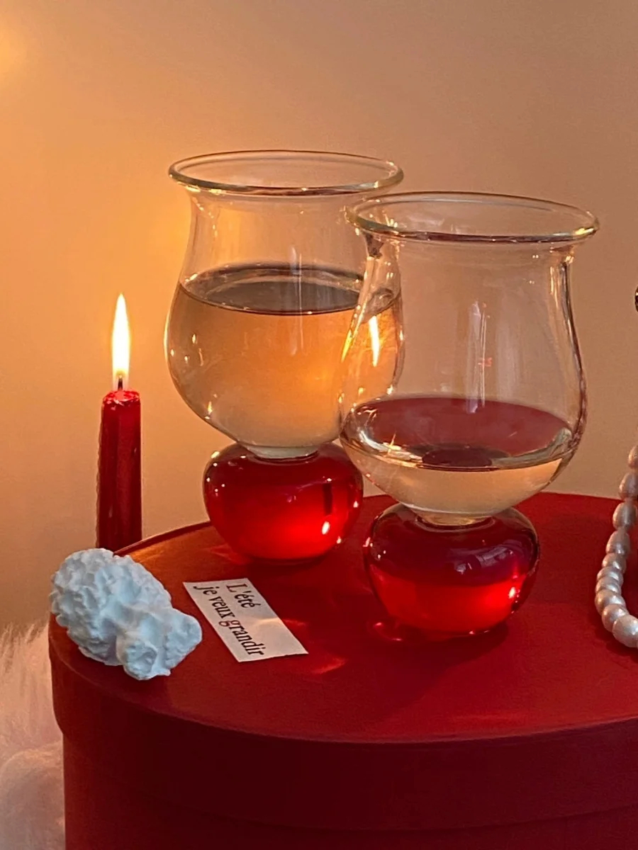 

Shinymomo Creative New Year Gift Marble High Footed Champagne Glass Ins Style Glass Cup Irregular Shape Handmade Transp...