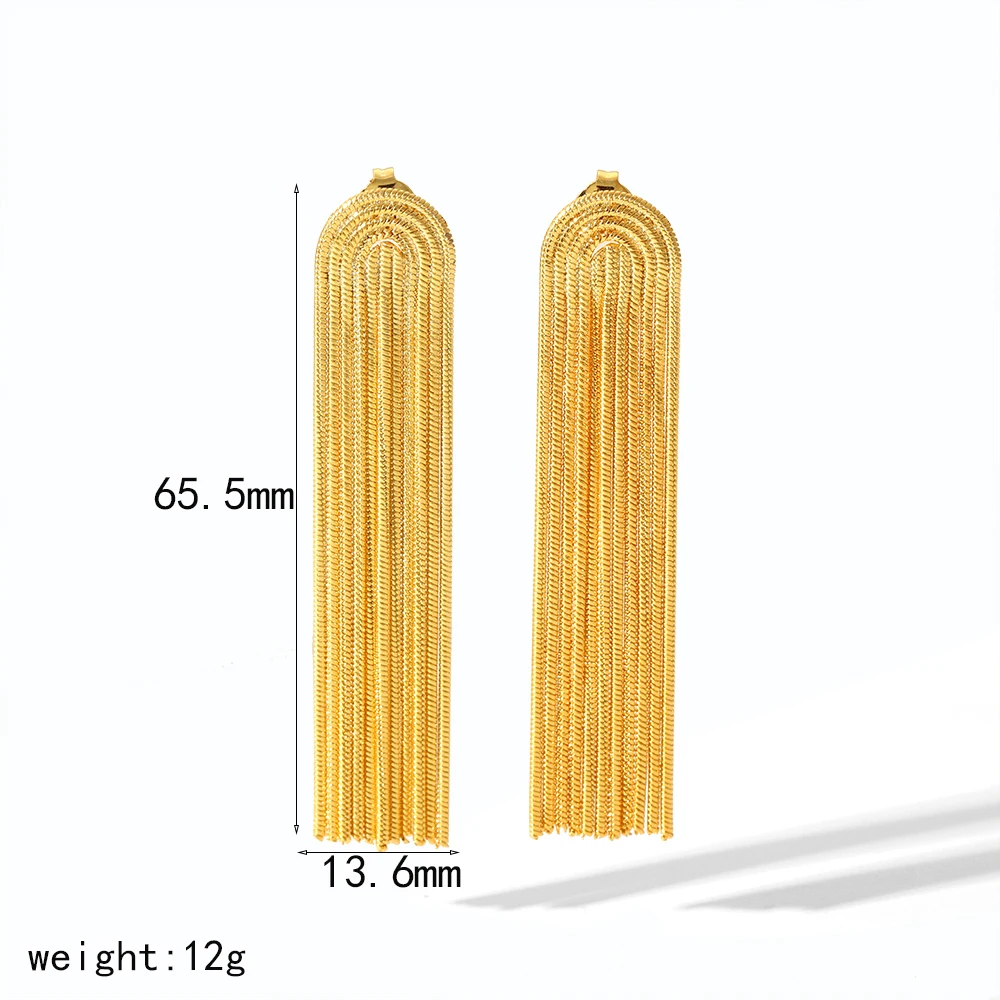 Women Fashion Elegant 18k Gold Plated Snake Chain Tassel Earrings Stainless Steel Dainty Starfish Stud Earrings for Women Gifts