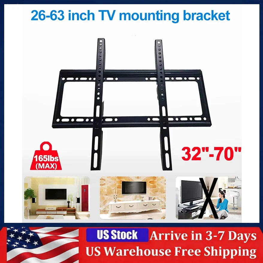 

1PC TV Wall Mount Monitor Holder Adjustable Support 32-70inch Screen Fixed Universal Bracket Tilt with Level Low Profile Flat TV