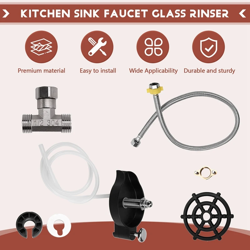 Kitchen Sink Faucet Glass Rinser, 360° Rotating Glass Washer, Sink Attachment Faucet Bottle Washer, Bar Glass Rinser