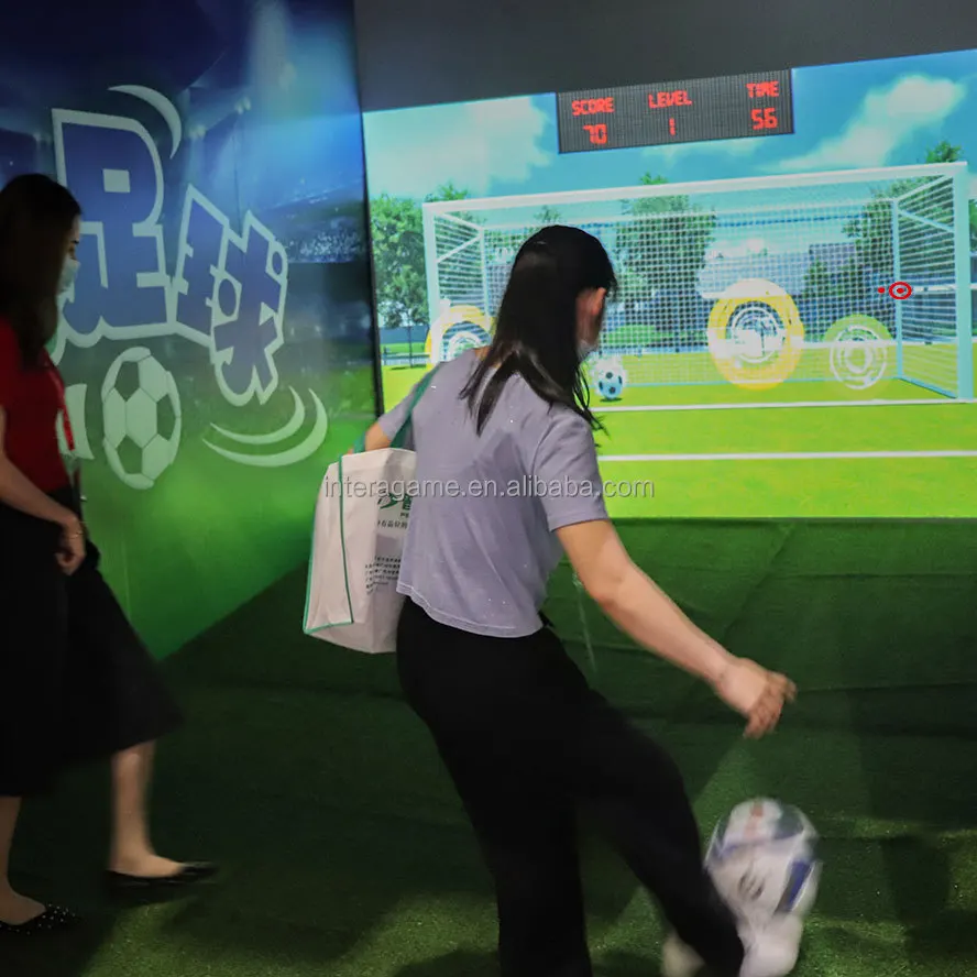 Cheap Indoor Projection Football Game System Interactive Soccer Simulator for Gamified Sports Education and Play