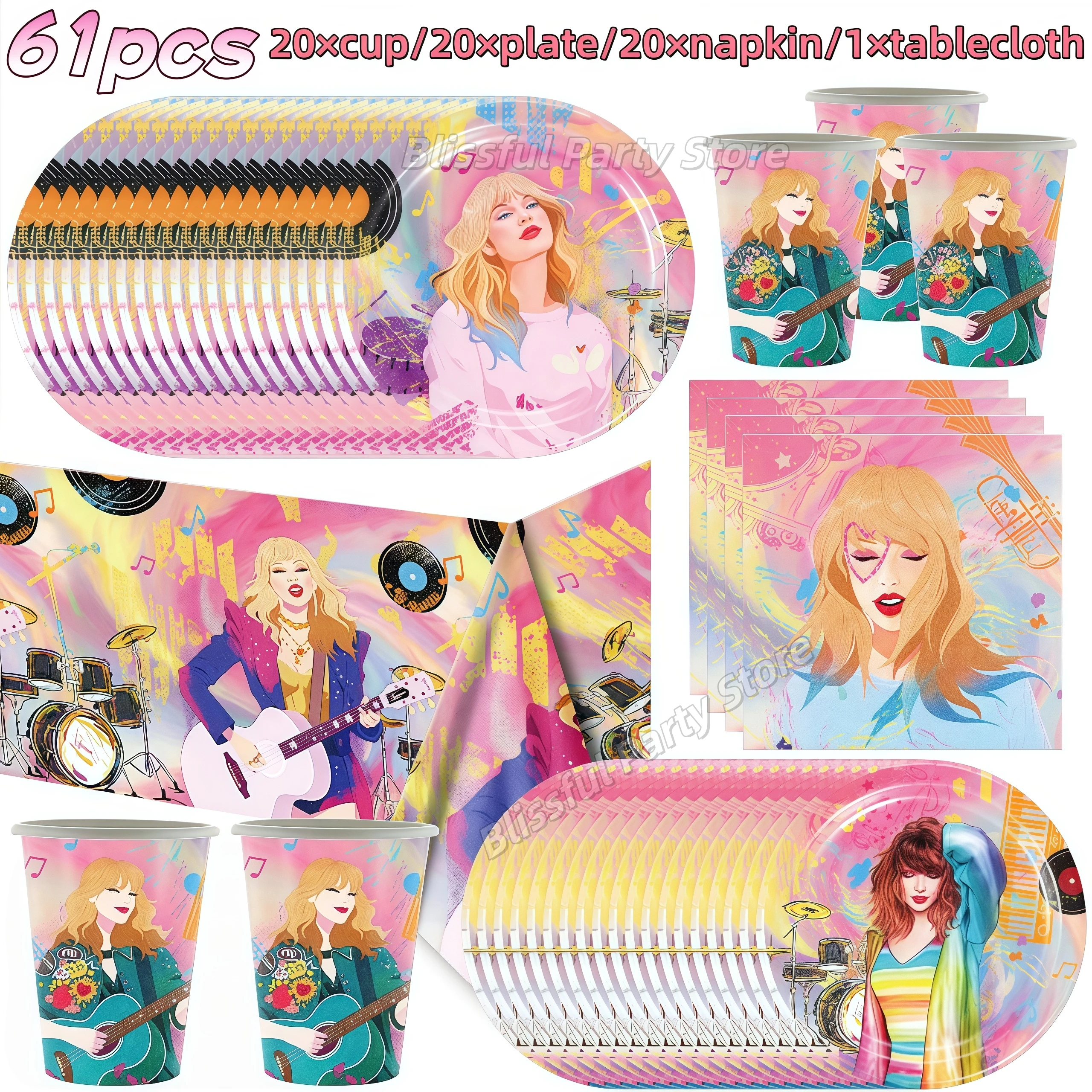 Star Singer Taylored Geburtstag Party Dekor Geschirr Tasse Teller Serviette Sänger Fans Mädchen zugunsten Baby Dusche Dekoration Party Supplie – Detail 2