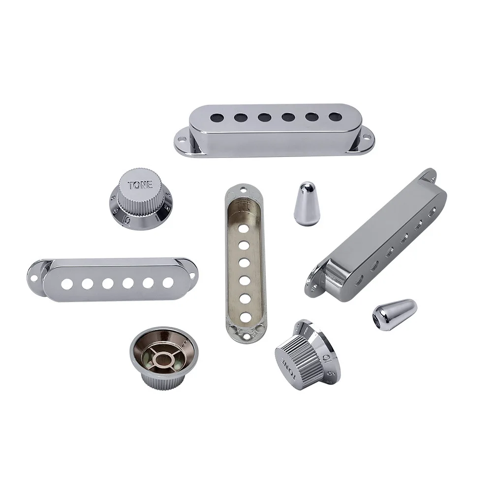 SSS Electric Guitar Pickup Cover 8-Piece Set Full Pickguard Shell Kit Includes Volume Tone Knobs & Switch Cap