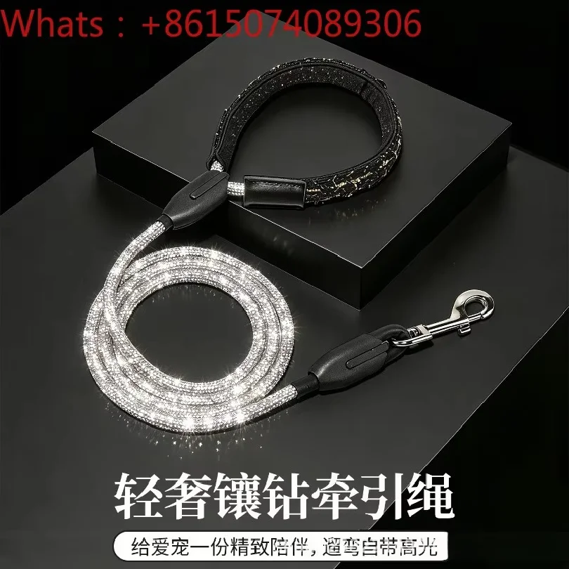 Correa para perros con diseño de diamantes brillantes, correa exquisita para perros, collar para perros pequeños y medianos.