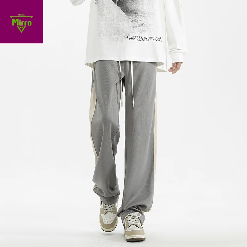 

【Mirrordust】Hip-hop Striped Trousers Men Sports Pants Korean Wide Leg Joggers Men's Sweatpants Jogger Big Tall Man Long Pants