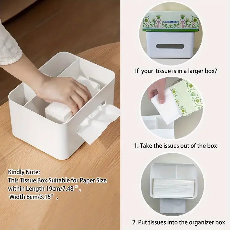 1pc Multifunctional Desktop Storage Box, Tissue Box, Drawer Paper Box, Sundries Storage Rack Desk Storage Organization