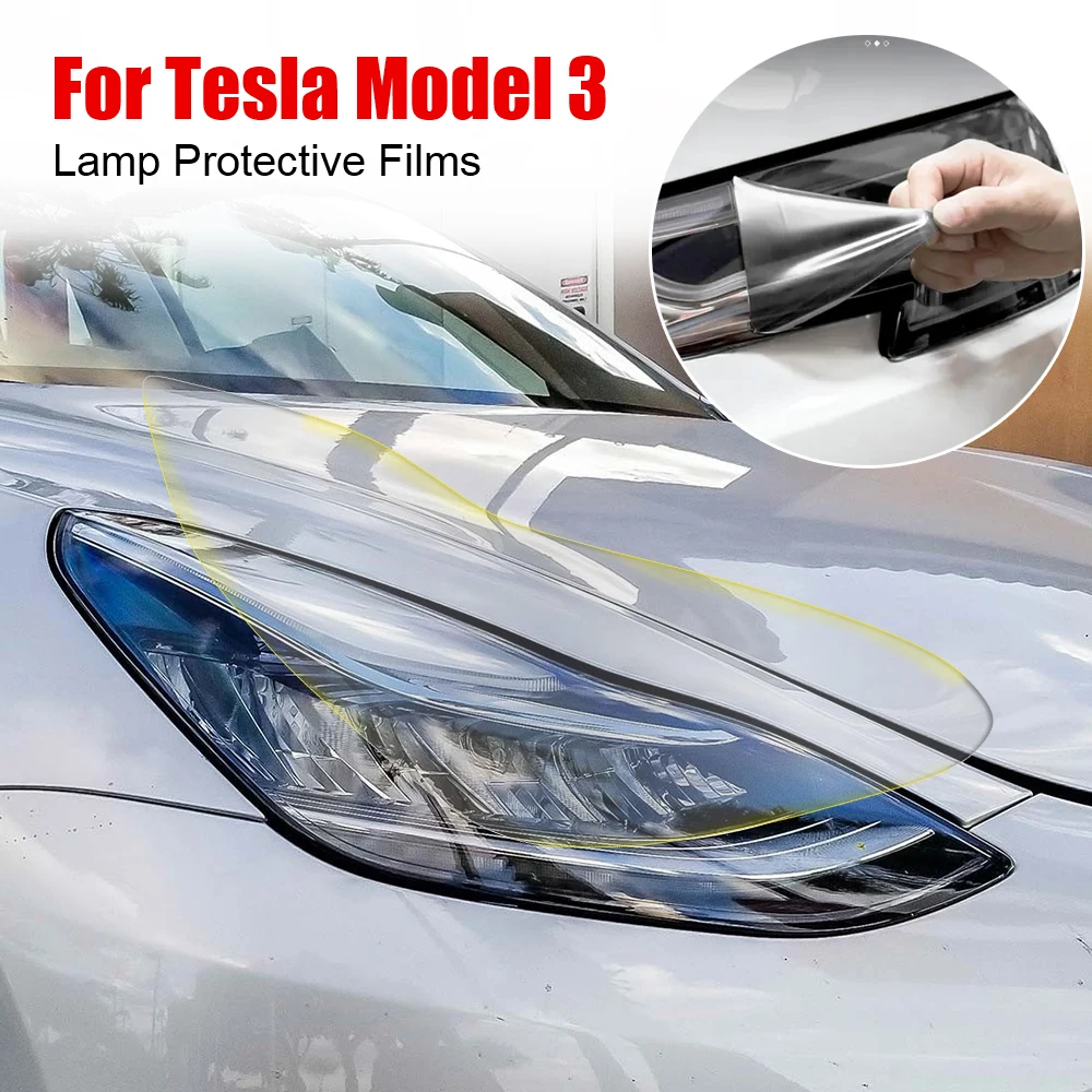 Headlight Taillight Foglight Blackened TPU Lamp Protector Film Set Protective Film For Tesla Model 3 Modification Changing Films