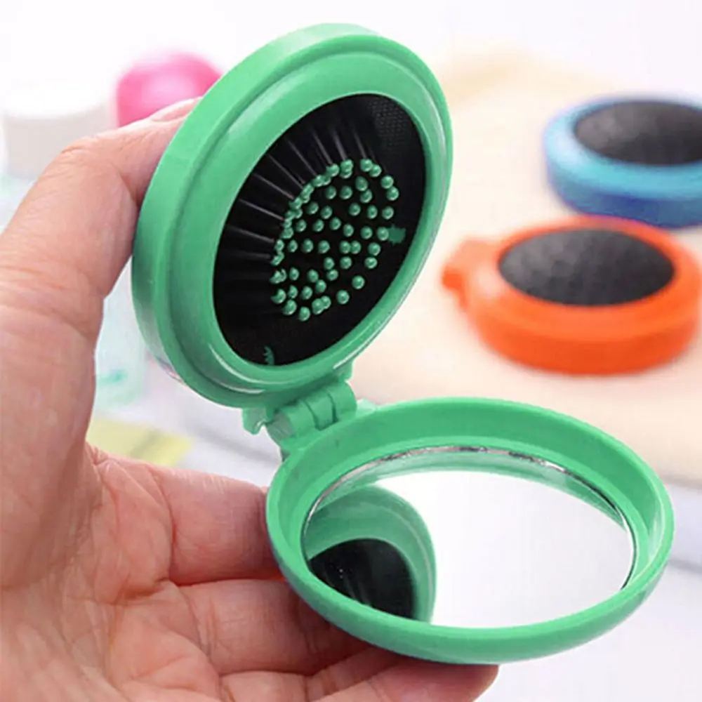 Air Bag Comb Travel Comb Compact Cosmetic Mirror Included Scalp Massager Folding Hair Brush Beauty Tools