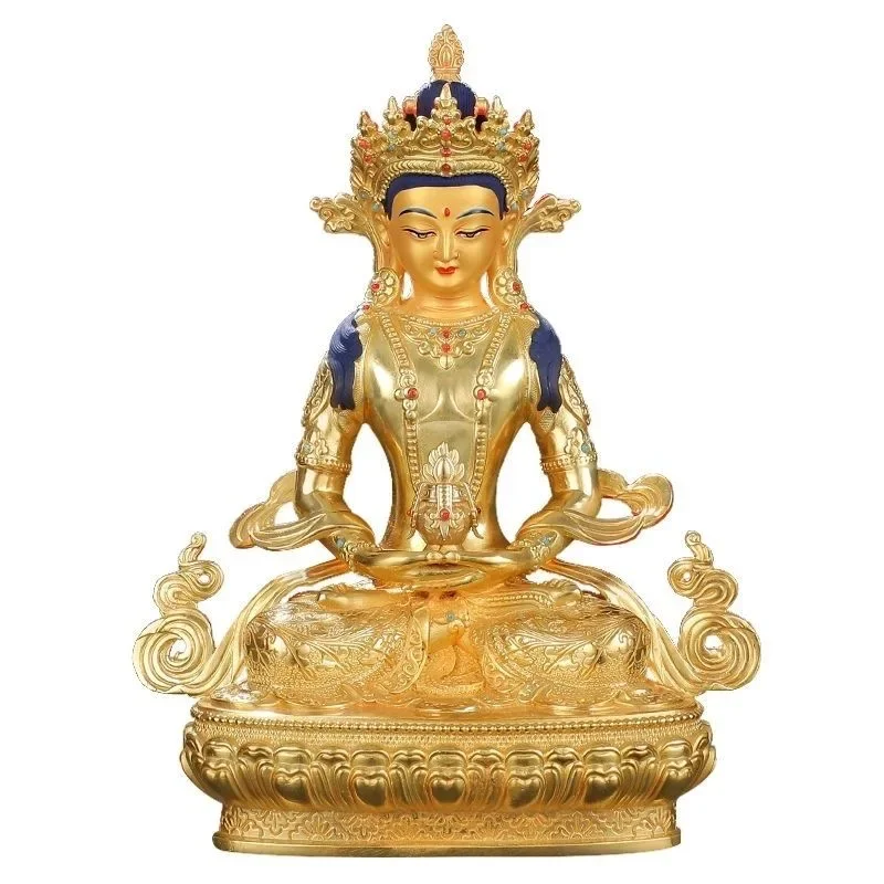 

Wholesale High grade good Buddha statue copper gilding Amitayus Amitabha longevity Tathagata Family