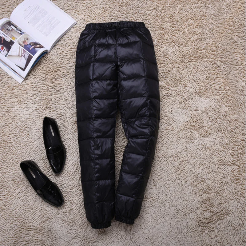 -20 Degree Women Winter Warm White Duck Down Pants Female Windproof High Waist Thick Outdoor Camping Trekking Hiking Trousers