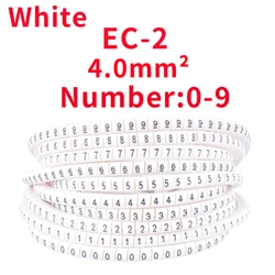 Pre-Printed White Cable Marker Sleeves 4.0sqmm, Numbered Cable Sleeves for Wire Identification, Electrical Projects,EC-2,500PCS
