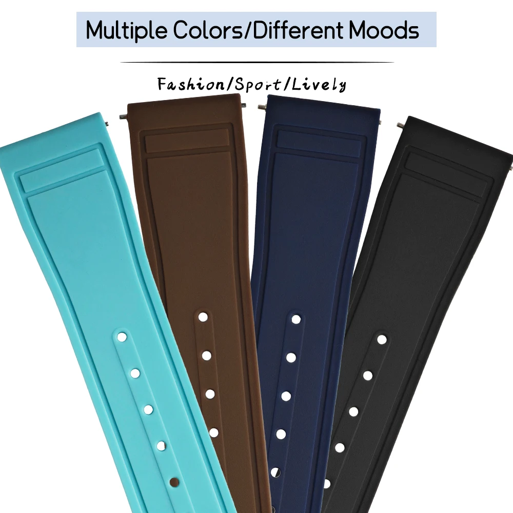 20mm 21mm 22mm Natural Rubber Watch Strap for IWC Big Pilot's Mark XX  IW3282 IW3881 Colorful Silicone Quick Release Watchband