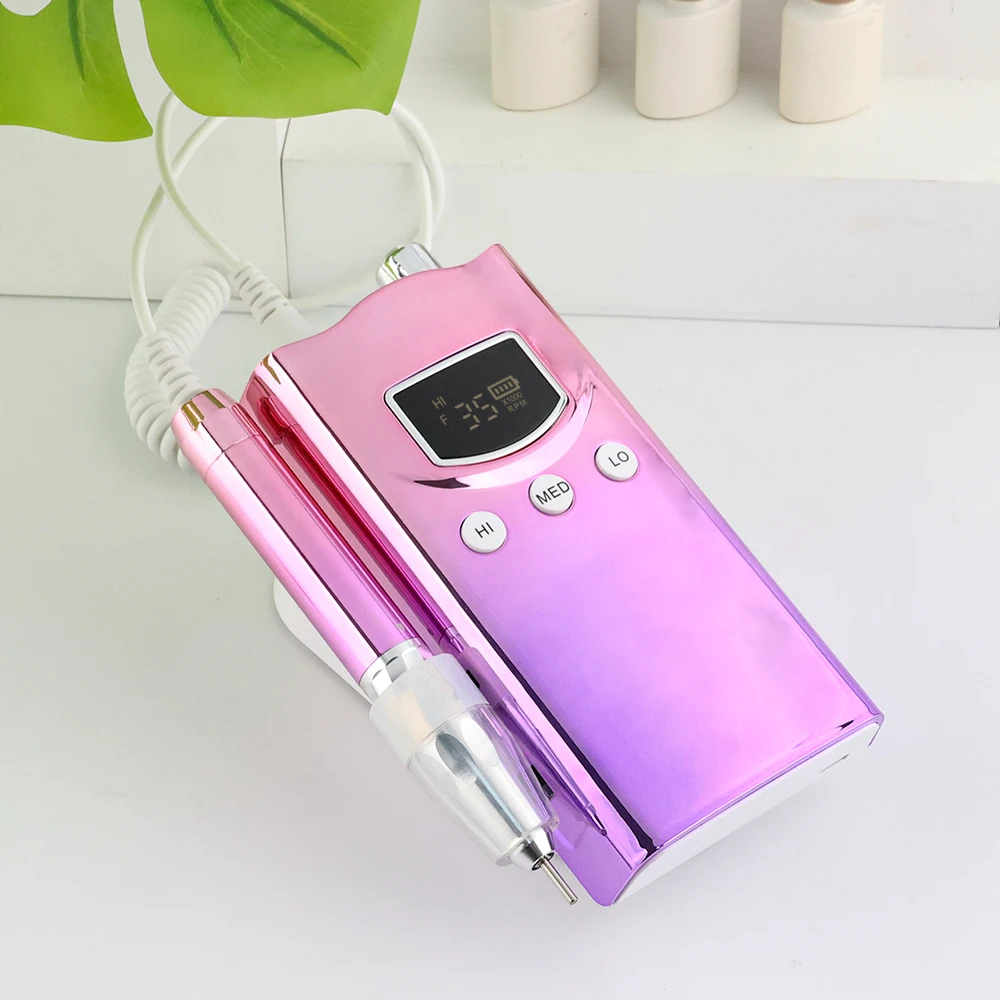 3단계 속도 조절 가능, 패션 신디자인, 35000rpm 브러시리스 모터, 충전식 무선 네일 드릴 머신