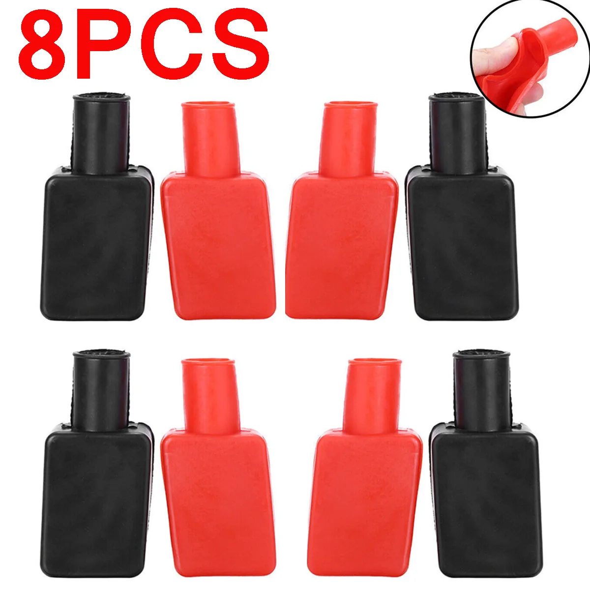 8Pcs Car Battery Protection Pole Positive Negative Protective Cover Rubber Flexible Battery Terminal Insulator Car Motorcycles