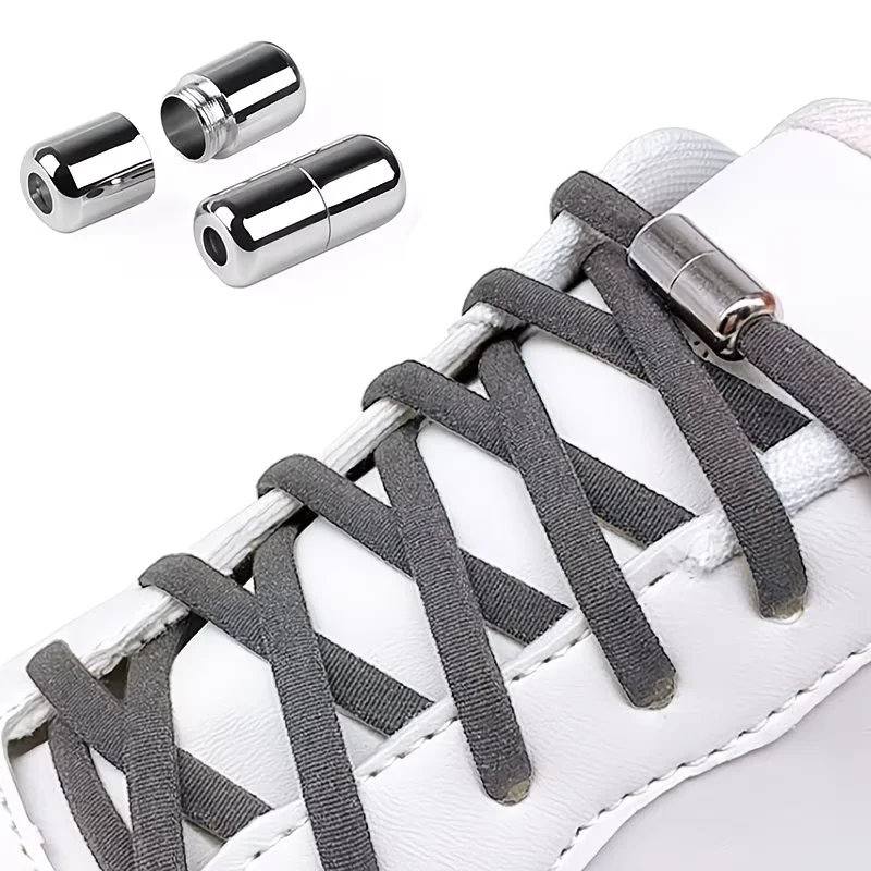1 Pair No-Tie Elastic Shoelaces - Adjustable Tieless Shoe Laces with Metal Buckles, Perfect for Running & Casual Sneakers